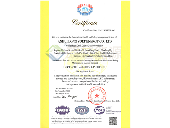 Occupational Health and Safety Management System Certification (English Version)