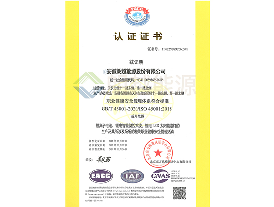 Occupational Health and Safety Management System Certification (Chinese Version)