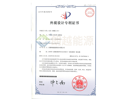 Design patent certificate